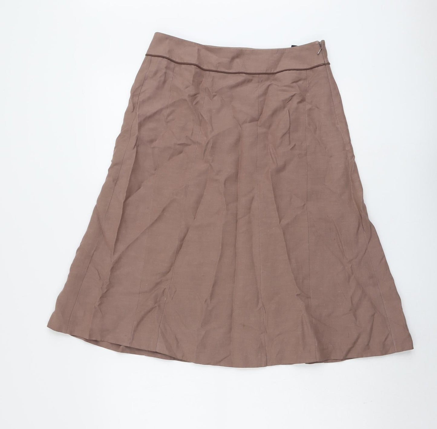 Boden Womens Brown Silk Swing Skirt Size 12 Zip