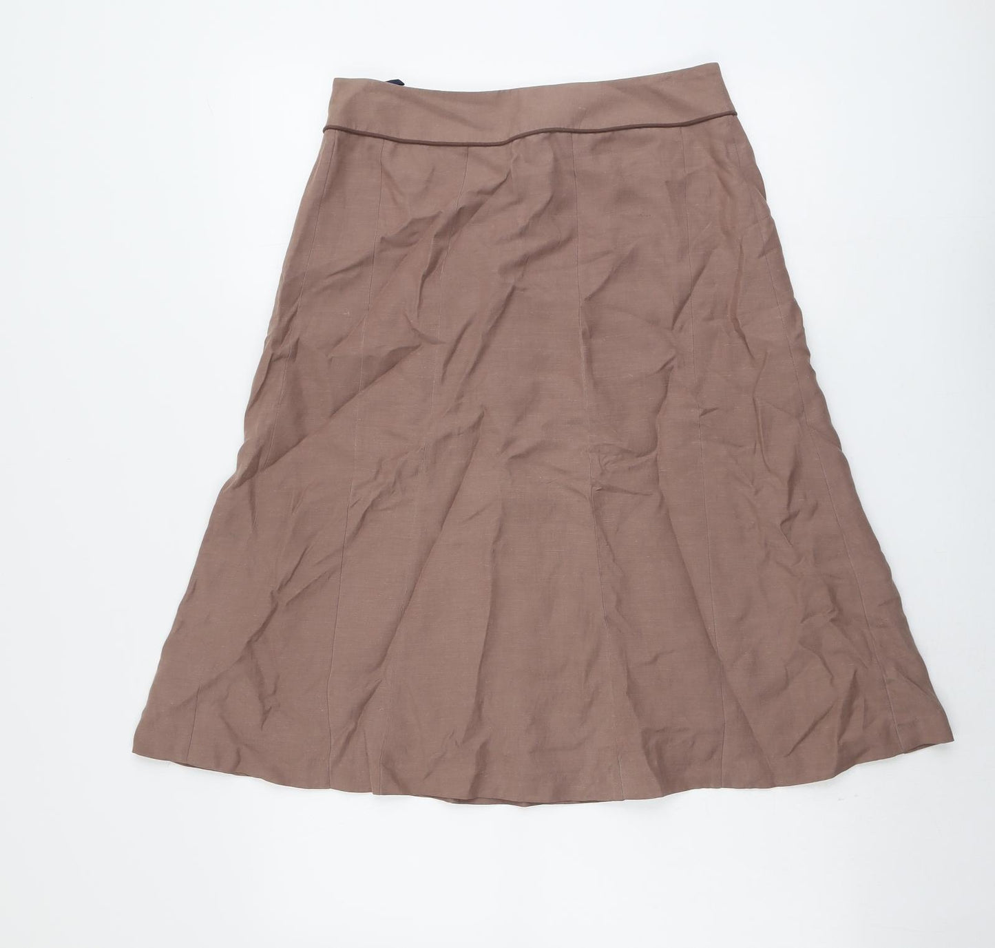 Boden Womens Brown Silk Swing Skirt Size 12 Zip