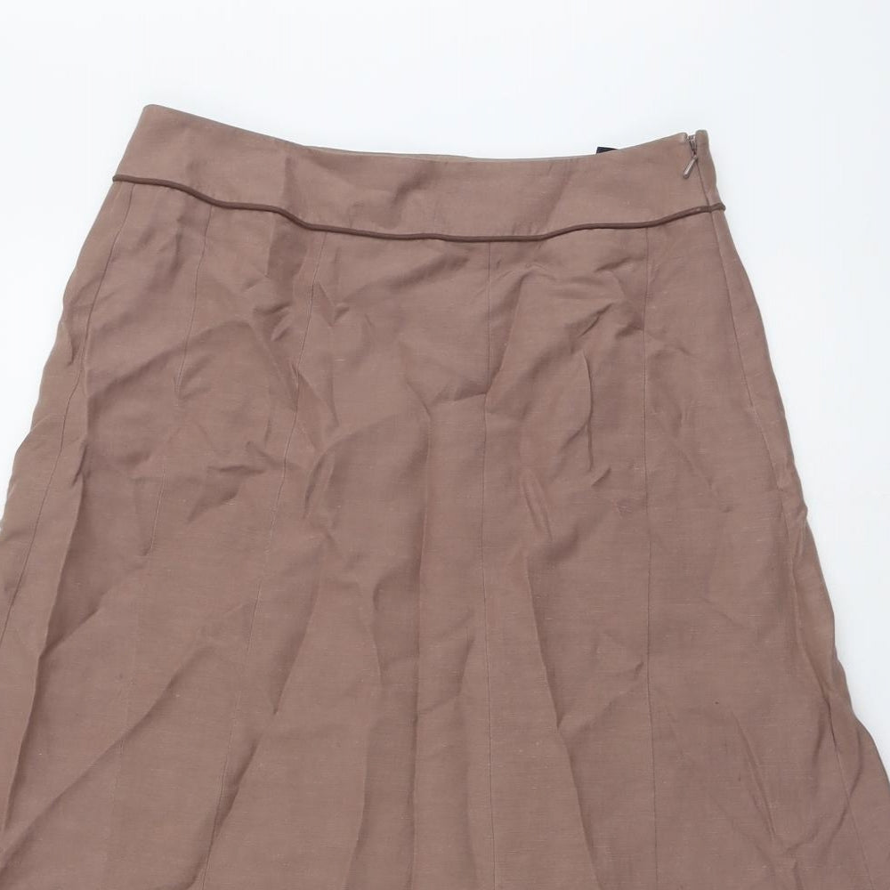 Boden Womens Brown Silk Swing Skirt Size 12 Zip