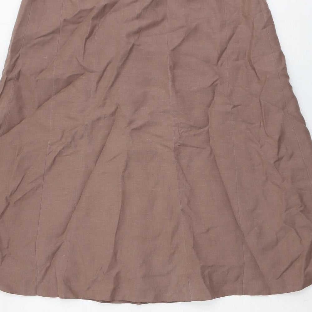 Boden Womens Brown Silk Swing Skirt Size 12 Zip