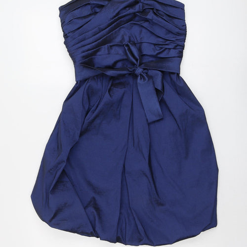 Vera Mont Womens Blue Polyester Mini Size 10 Square Neck Zip - Strapless