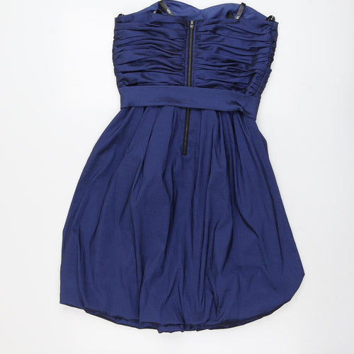 Vera Mont Womens Blue Polyester Mini Size 10 Square Neck Zip - Strapless