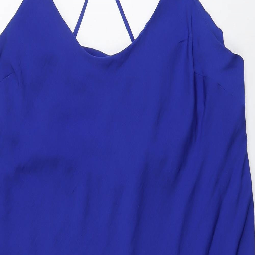 Marks and Spencer Womens Blue Polyester Camisole Tank Size 20 Round Neck