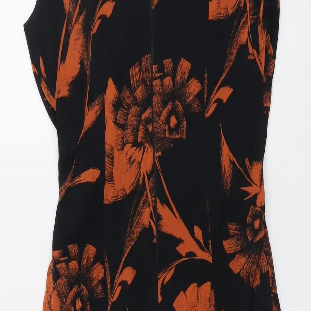 Autograph Womens Black Floral Viscose Sheath Size 10 V-Neck Zip
