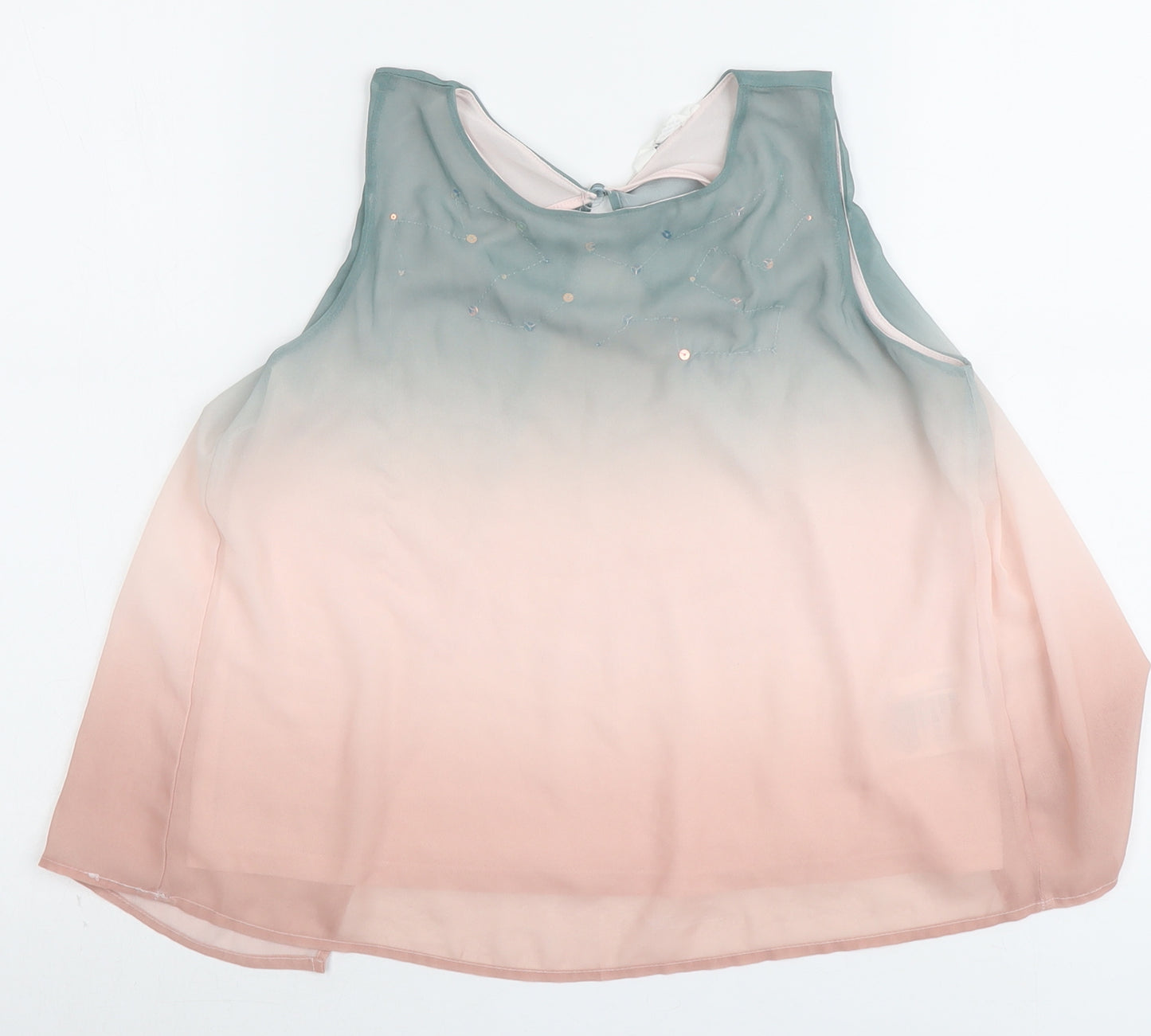 H&M Girls Pink Polyester Basic Tank Size 13-14 Years Round Neck Button