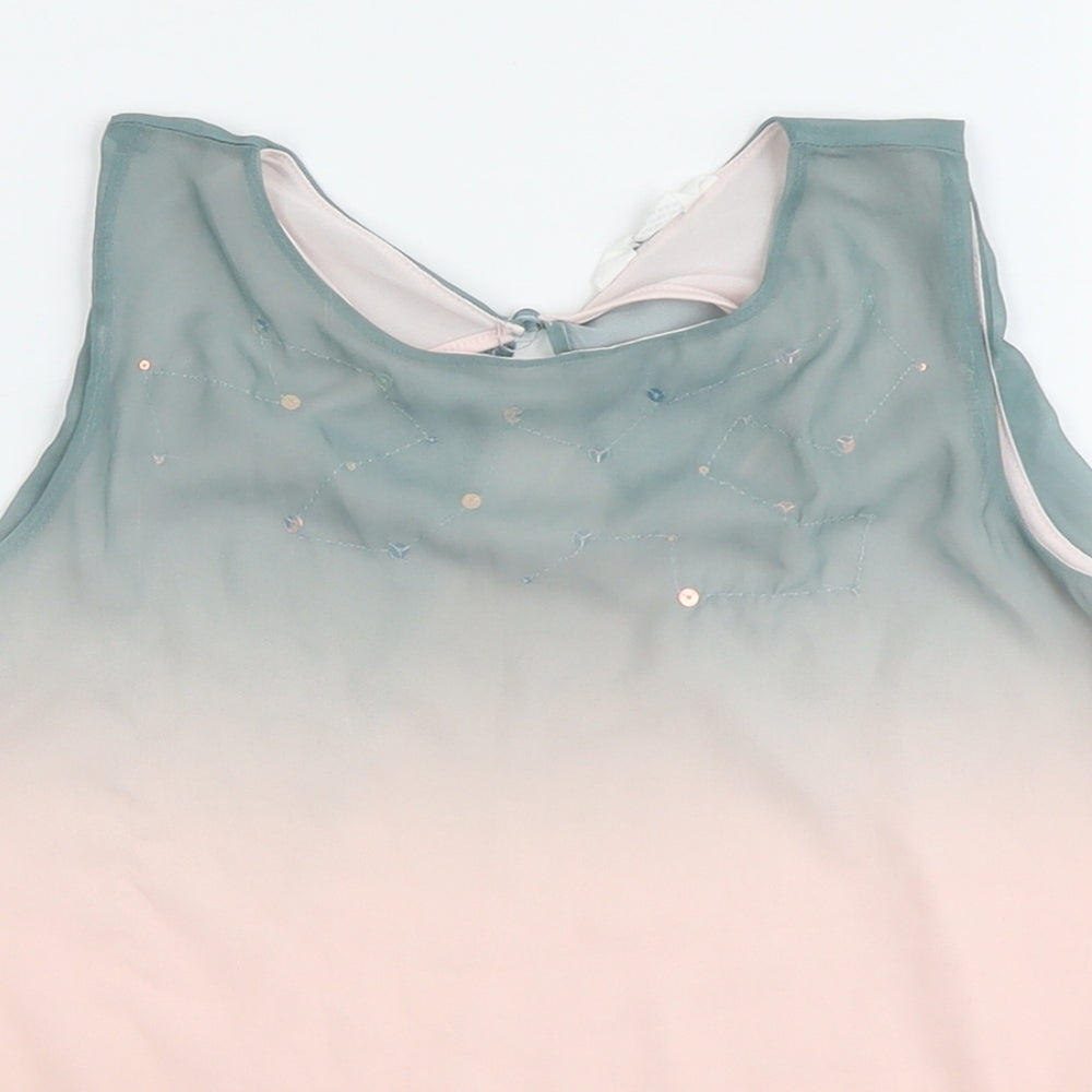 H&M Girls Pink Polyester Basic Tank Size 13-14 Years Round Neck Button