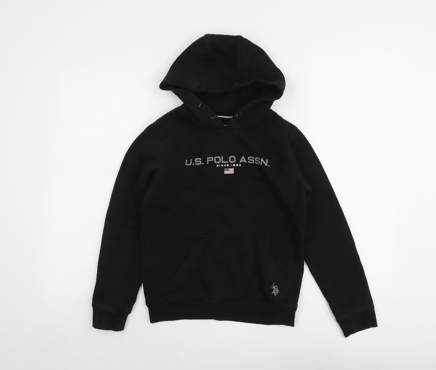 US Polo Assn. Boys Black Cotton Pullover Hoodie Size 9-10 Years Pullover
