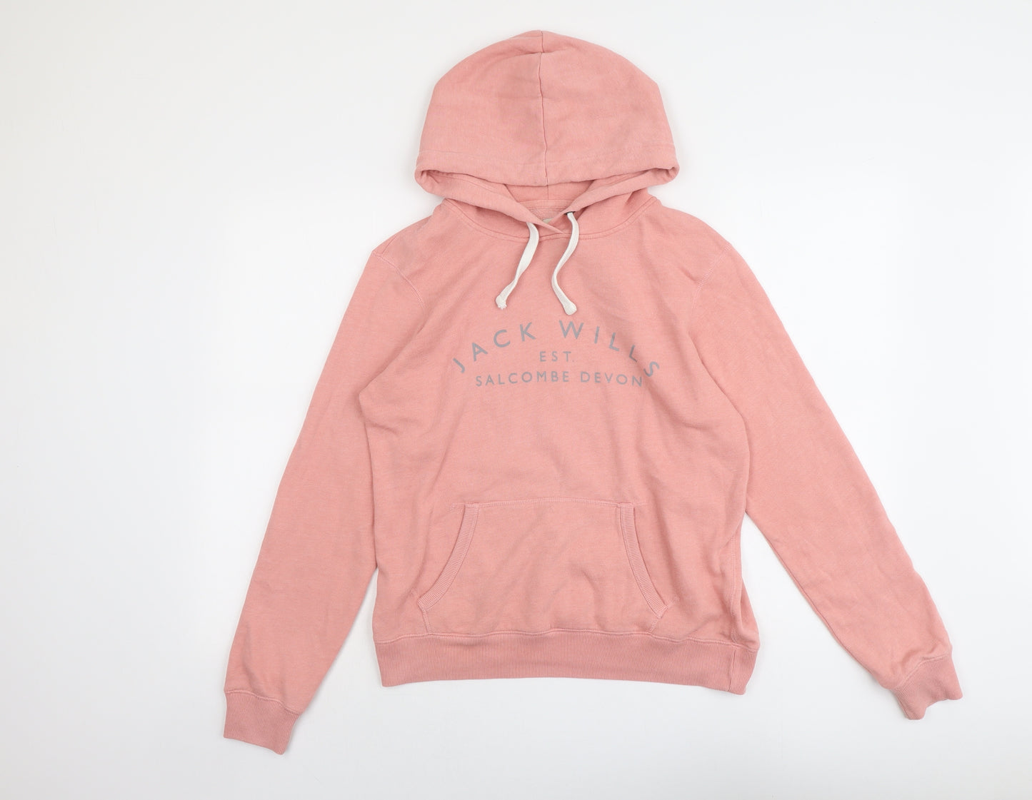 Jack Wills Womens Pink Cotton Pullover Hoodie Size 12 Pullover