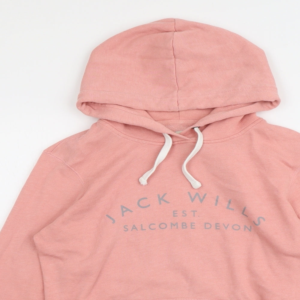 Jack Wills Womens Pink Cotton Pullover Hoodie Size 12 Pullover