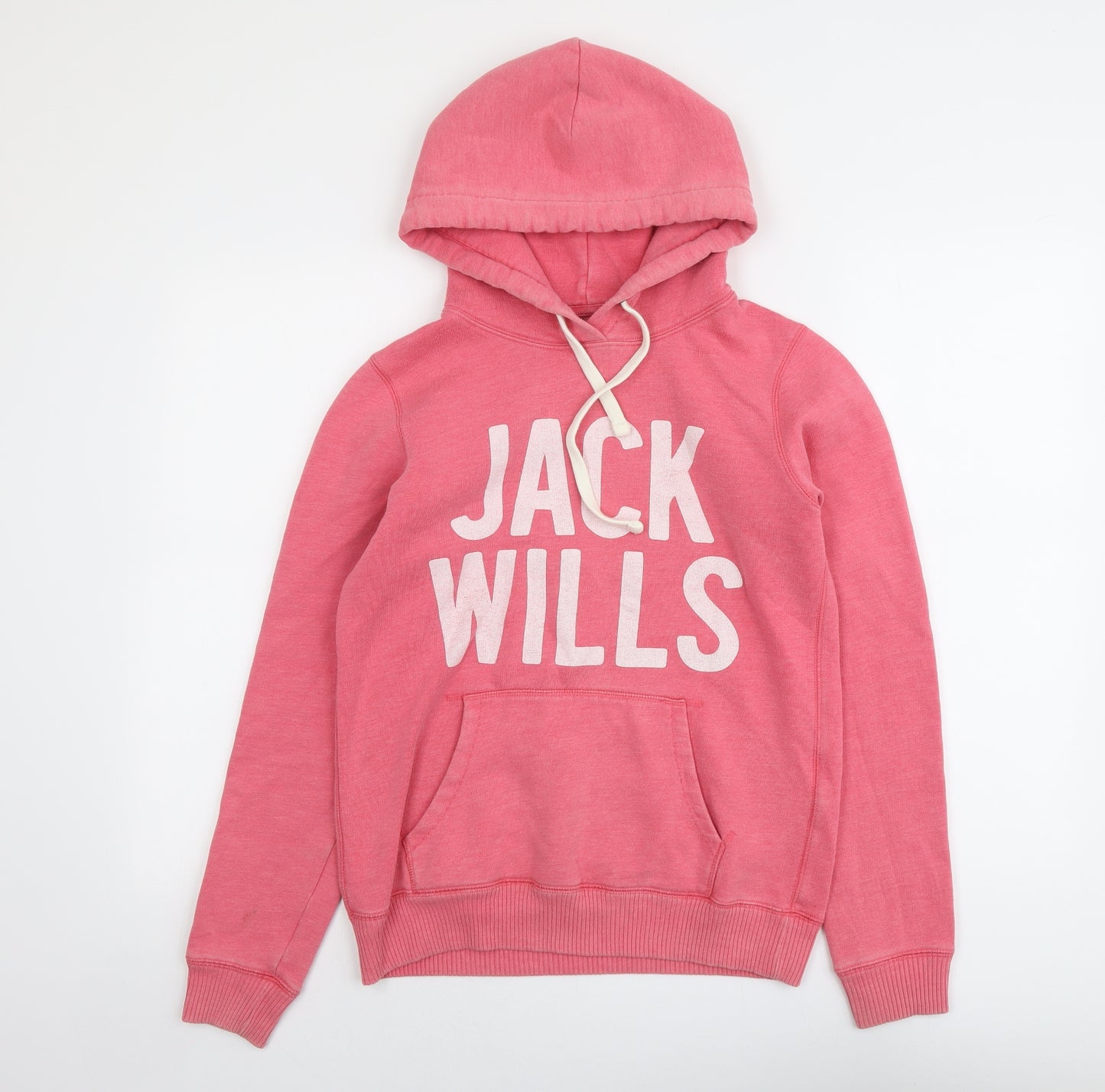 Jack Wills Womens Pink Cotton Pullover Hoodie Size 10 Pullover