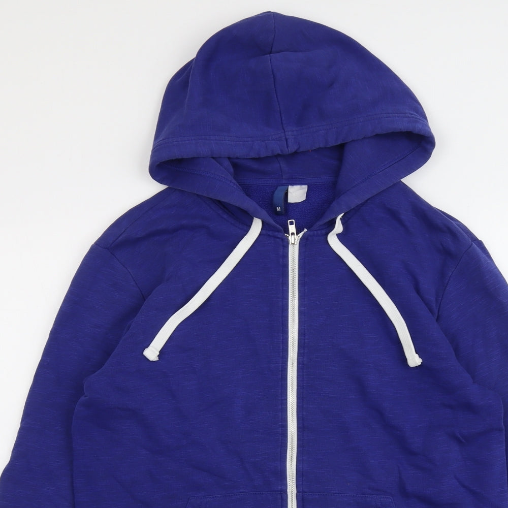 H&M Mens Blue Cotton Full Zip Hoodie Size M