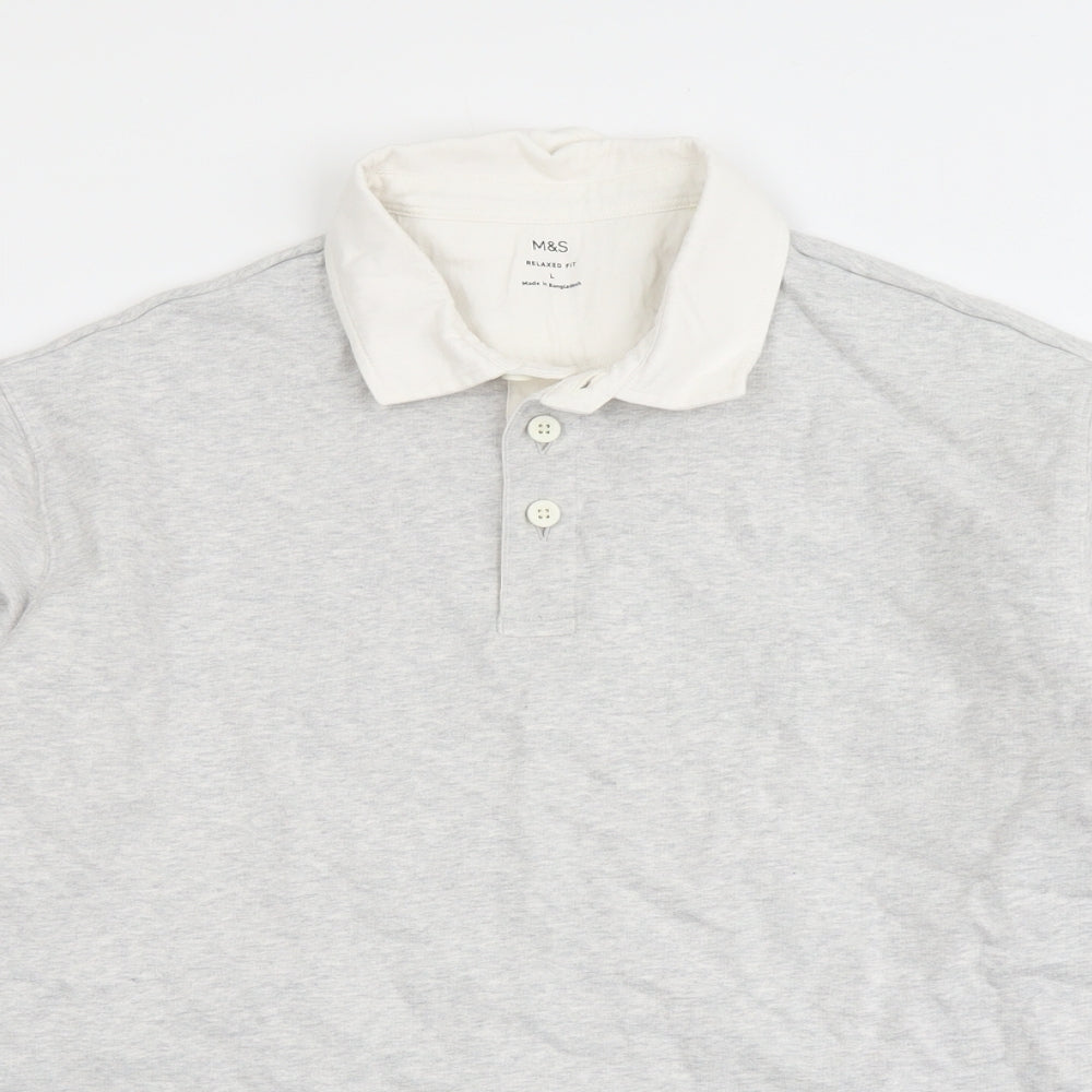 Marks and Spencer Mens Grey Cotton Pullover Sweatshirt Size L