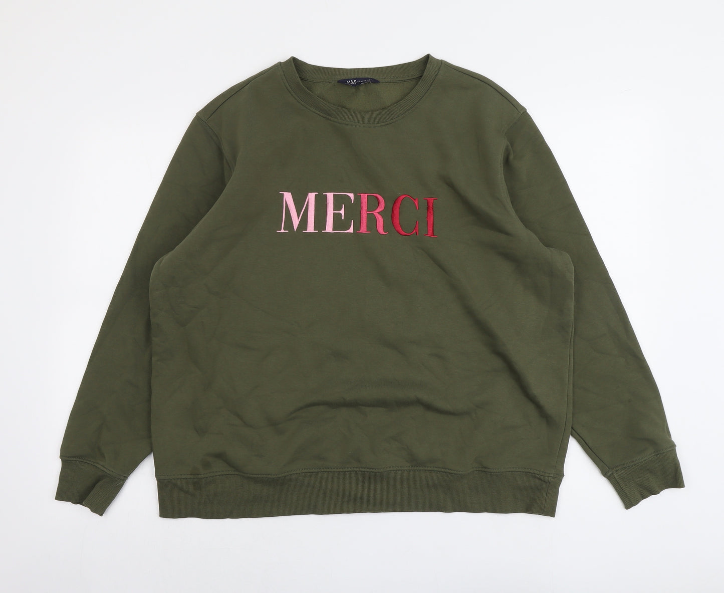 Marks and Spencer Womens Green Cotton Pullover Sweatshirt Size L Pullover - Merci