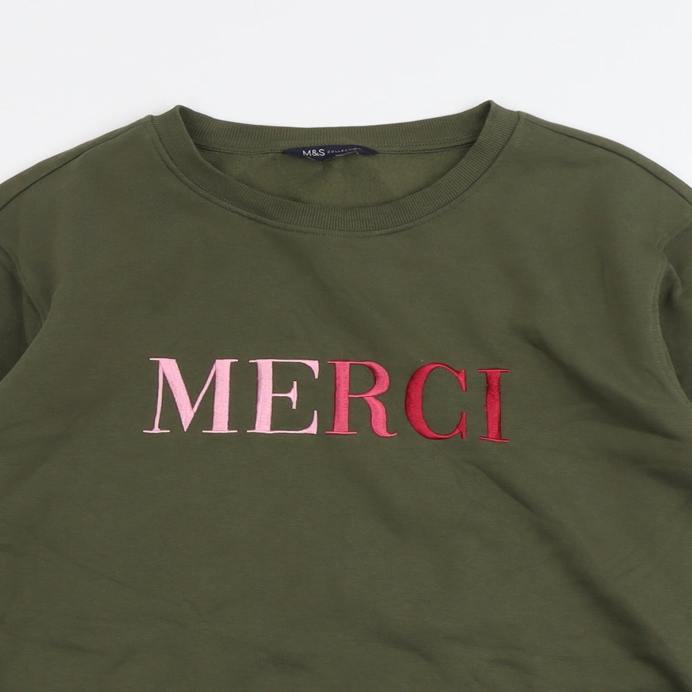 Marks and Spencer Womens Green Cotton Pullover Sweatshirt Size L Pullover - Merci