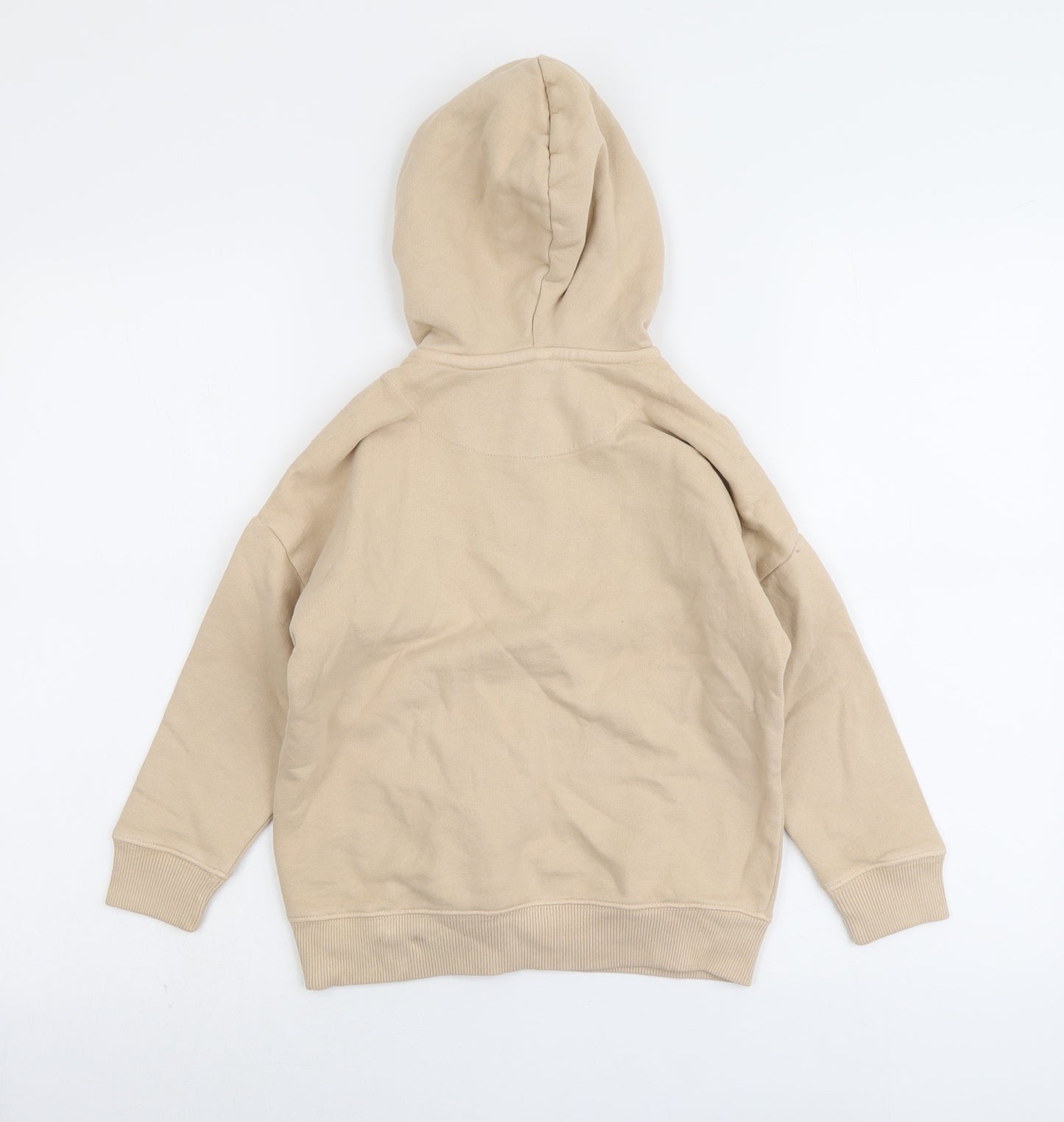 Marks and Spencer Boys Beige Cotton Pullover Hoodie Size 6-7 Years Zip