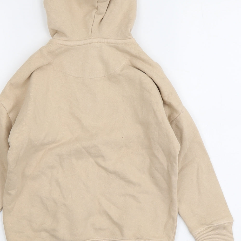 Marks and Spencer Boys Beige Cotton Pullover Hoodie Size 6-7 Years Zip