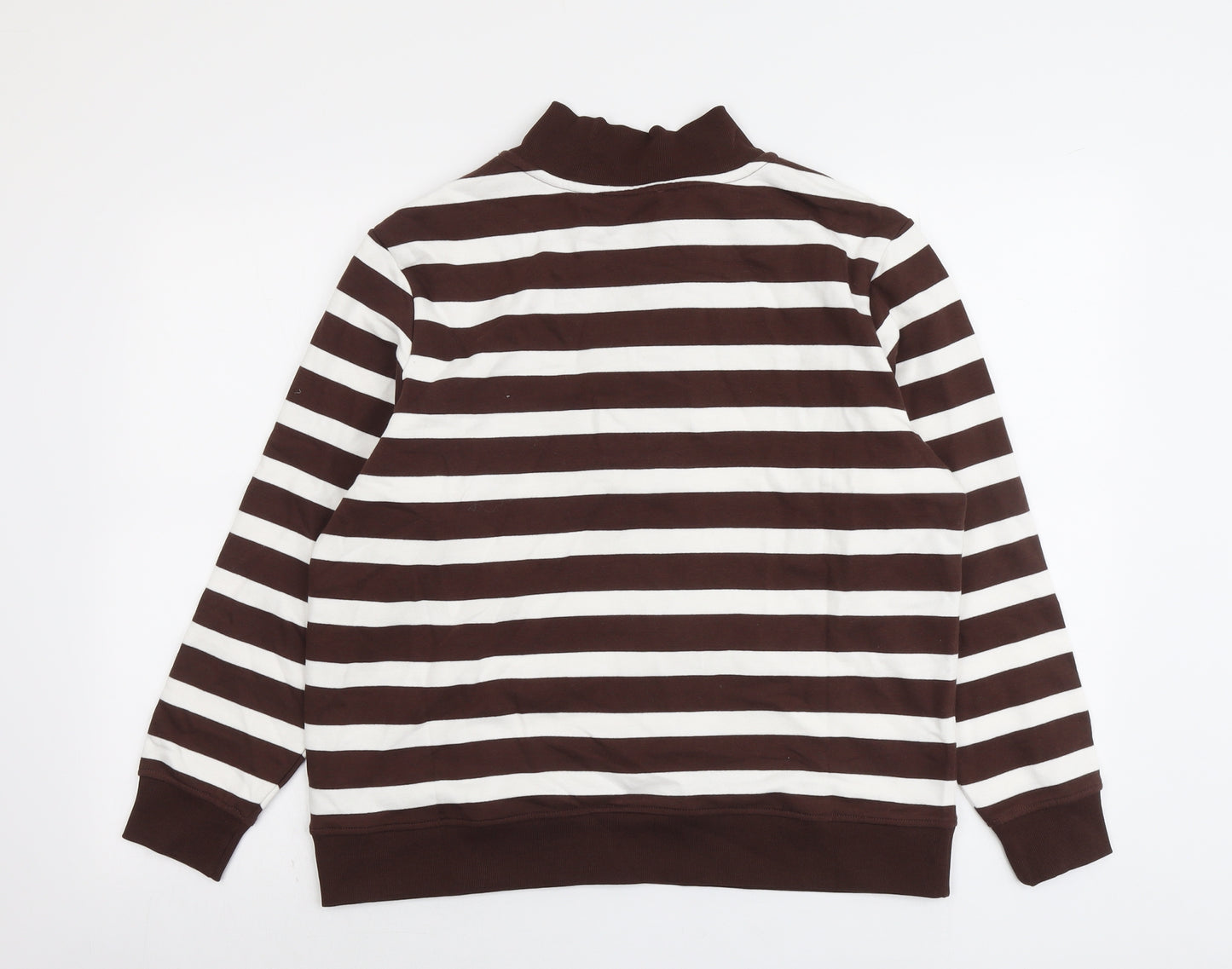 Marks and Spencer Womens Brown Striped Cotton Pullover Sweatshirt Size M Zip