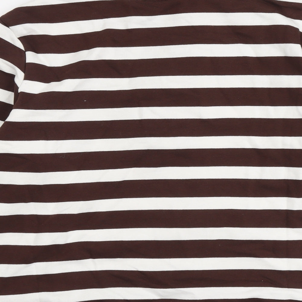 Marks and Spencer Womens Brown Striped Cotton Pullover Sweatshirt Size M Zip