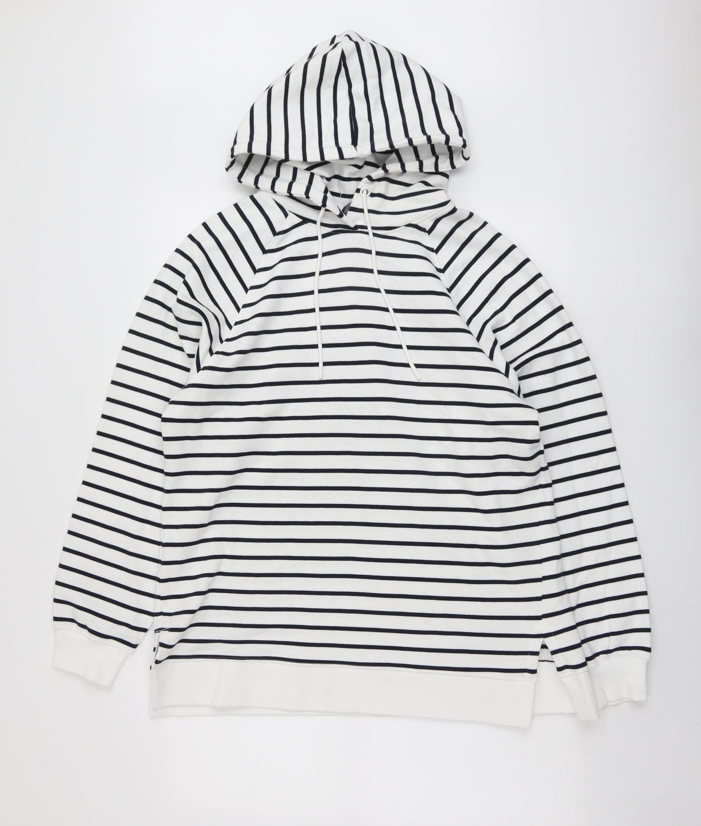 Marks and Spencer Womens Blue Striped Cotton Pullover Hoodie Size M Pullover