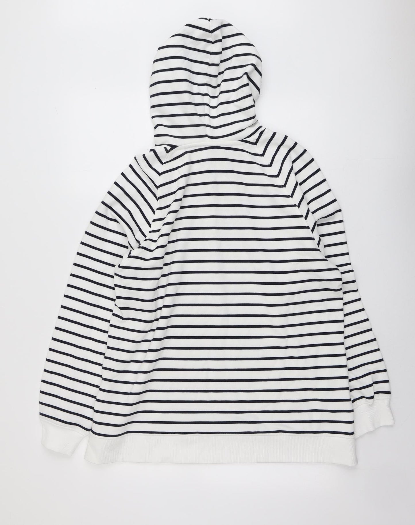 Marks and Spencer Womens Blue Striped Cotton Pullover Hoodie Size M Pullover