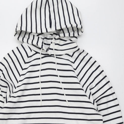Marks and Spencer Womens Blue Striped Cotton Pullover Hoodie Size M Pullover