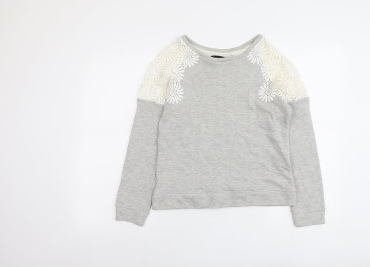 New Look Womens Grey Polyester Pullover Sweatshirt Size 10 Pullover