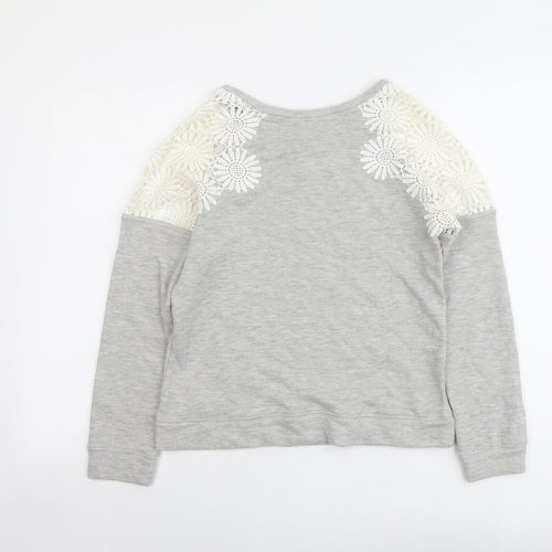 New Look Womens Grey Polyester Pullover Sweatshirt Size 10 Pullover