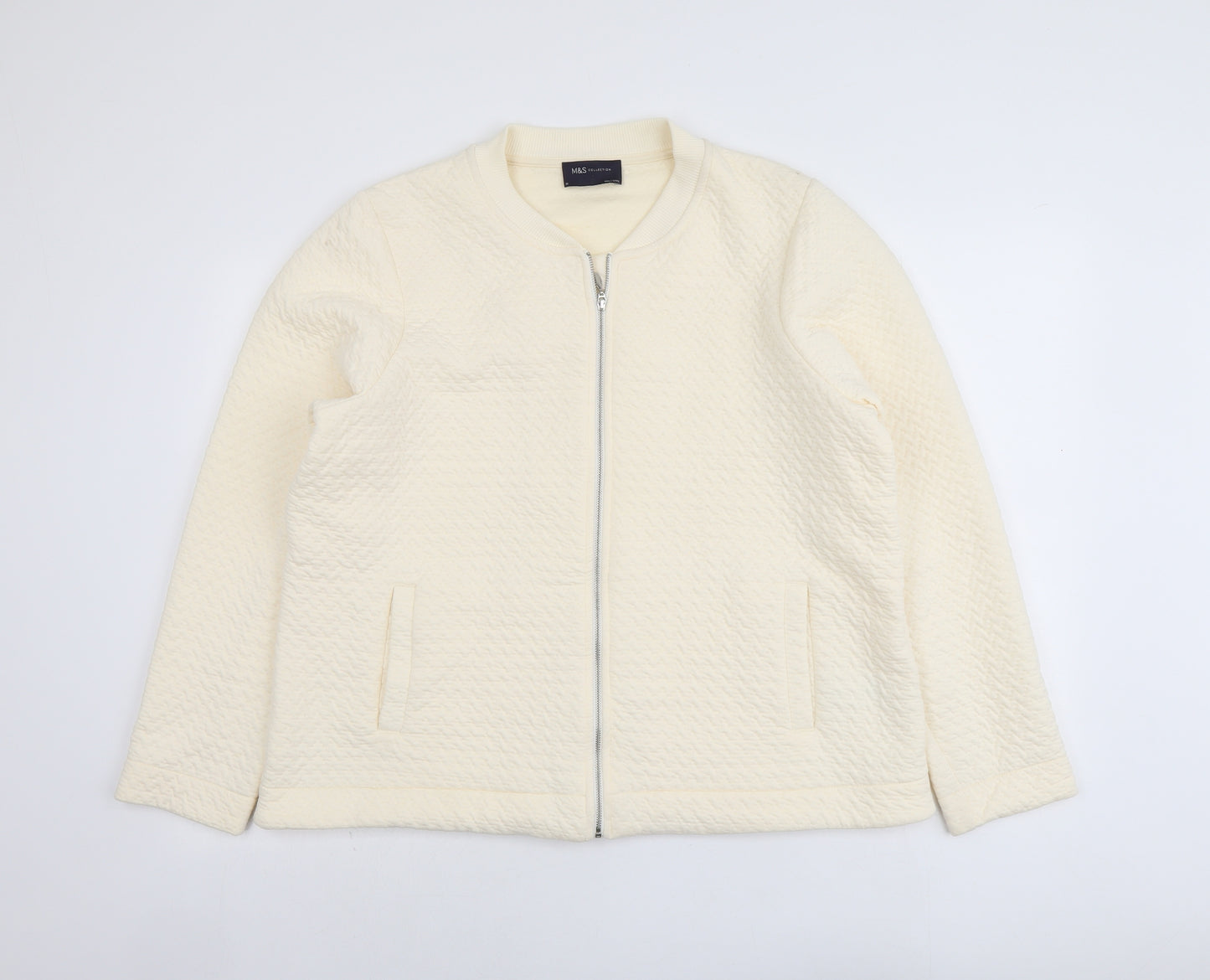 Marks and Spencer Womens Ivory Polyester Full Zip Sweatshirt Size 20 Zip