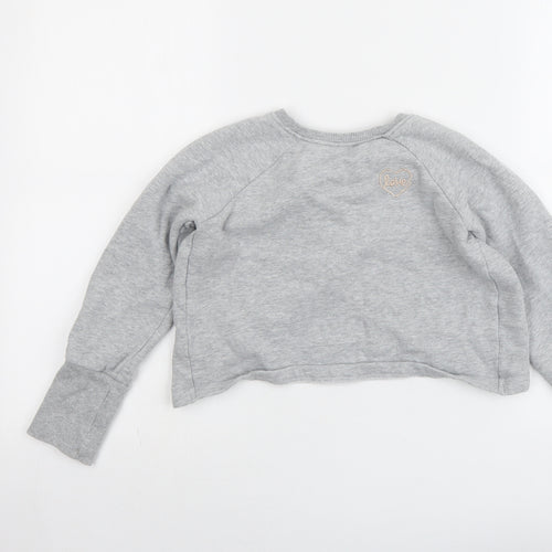 NEXT Girls Grey Cotton Pullover Sweatshirt Size 8 Years Pullover - Wrap Back Detail