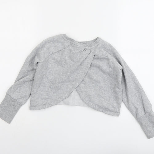 NEXT Girls Grey Cotton Pullover Sweatshirt Size 8 Years Pullover - Wrap Back Detail