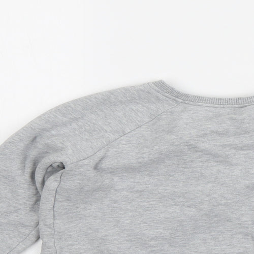 NEXT Girls Grey Cotton Pullover Sweatshirt Size 8 Years Pullover - Wrap Back Detail