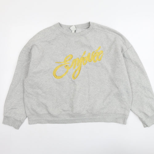 H&M Womens Grey Cotton Pullover Sweatshirt Size L Pullover - Enjouee