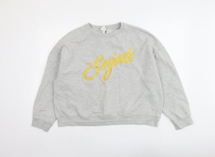 H&M Womens Grey Cotton Pullover Sweatshirt Size L Pullover - Enjouee