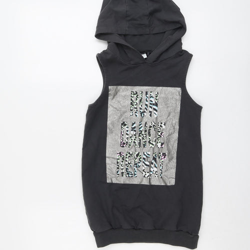NEXT Girls Grey Cotton Pullover Hoodie Size 9 Years Pullover