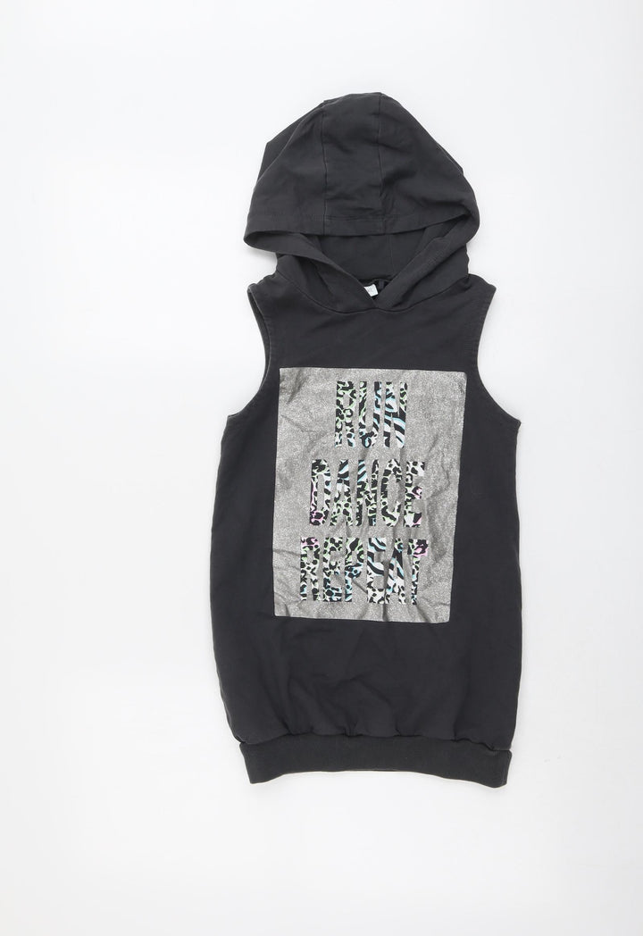 NEXT Girls Grey Cotton Pullover Hoodie Size 9 Years Pullover
