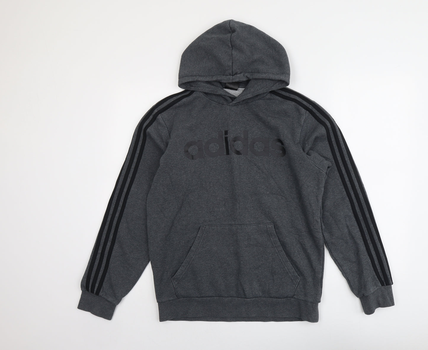 adidas Mens Grey Cotton Pullover Hoodie Size M
