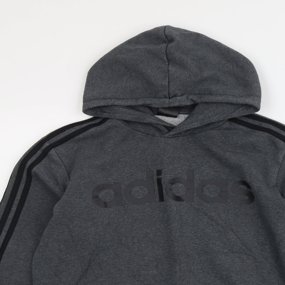 adidas Mens Grey Cotton Pullover Hoodie Size M