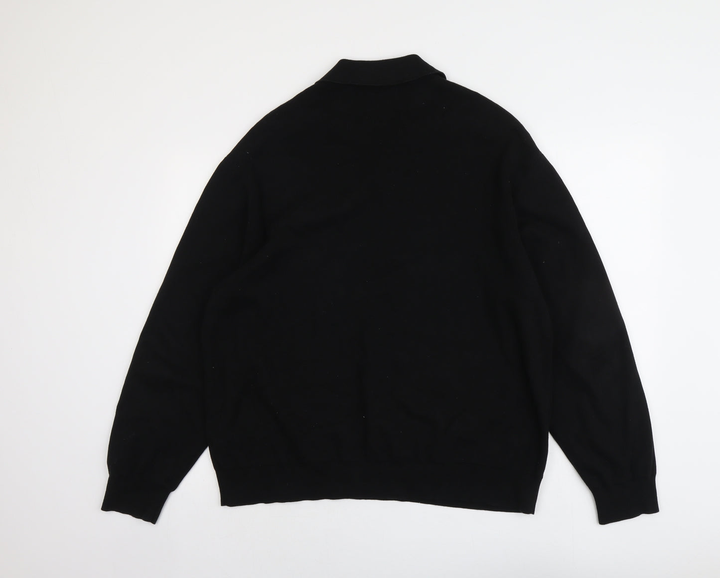 COS Mens Black Cotton Polo Size XL Collared Button