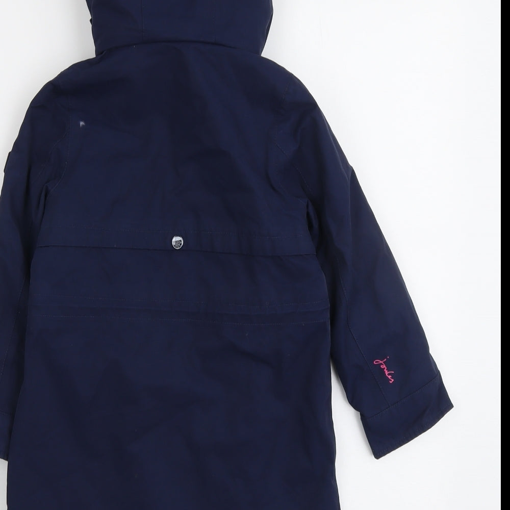 Joules Girls Blue Rain Coat Coat Size 5 Years Zip