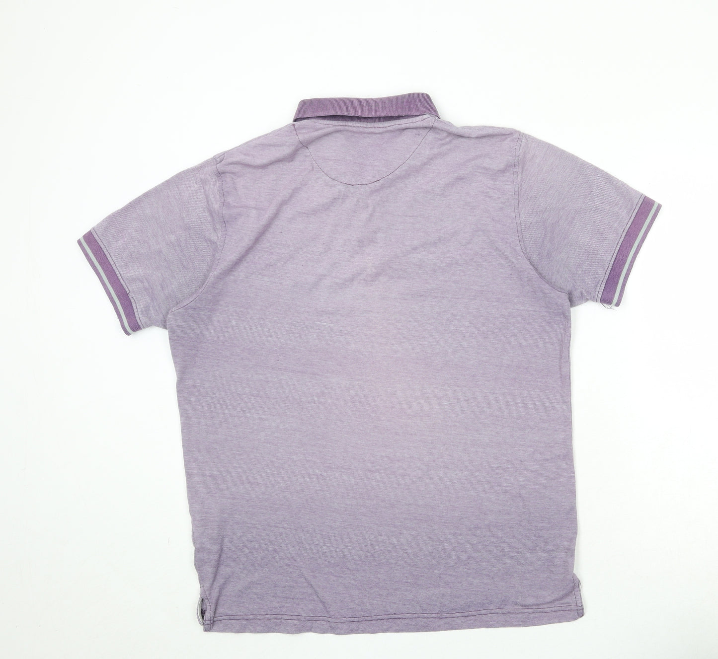 Pierre Cardin Mens Purple Cotton Polo Size L Collared Button