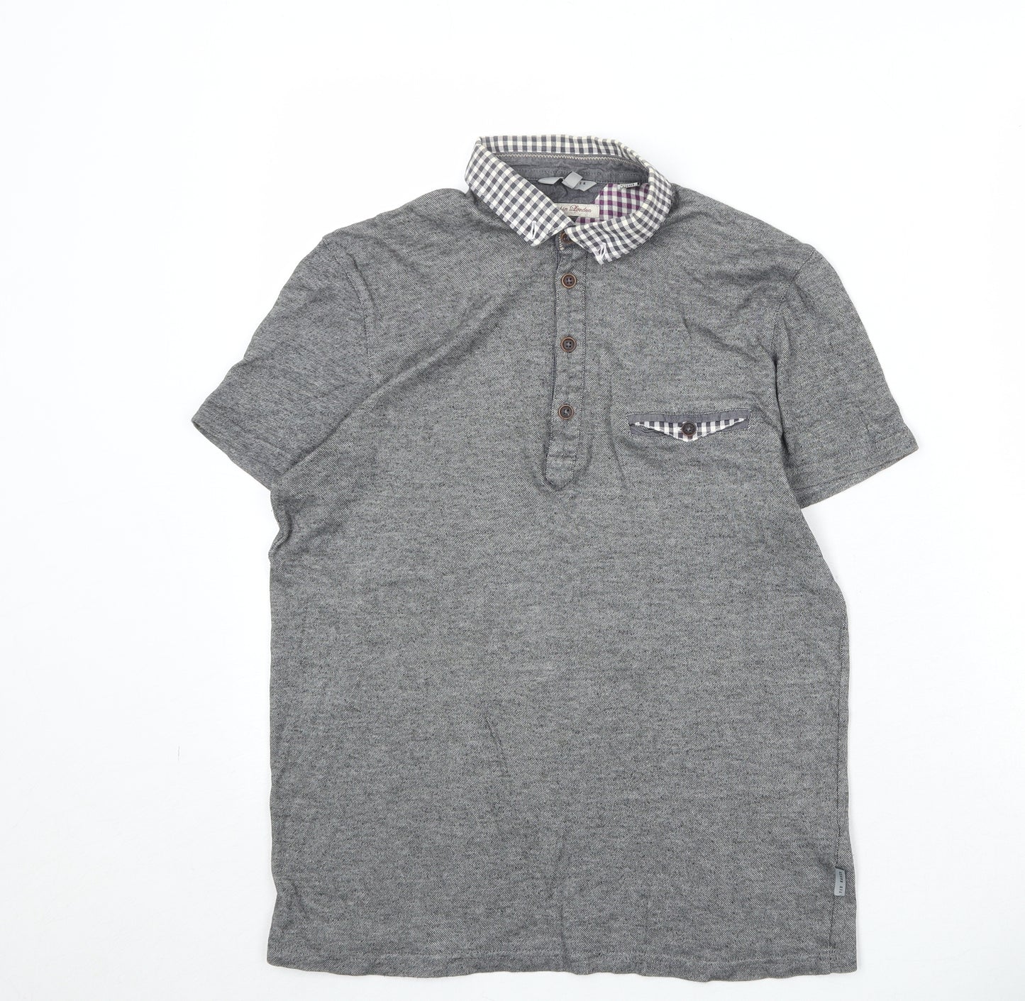 Ted Baker Mens Green 100% Cotton Polo Size S Collared Button