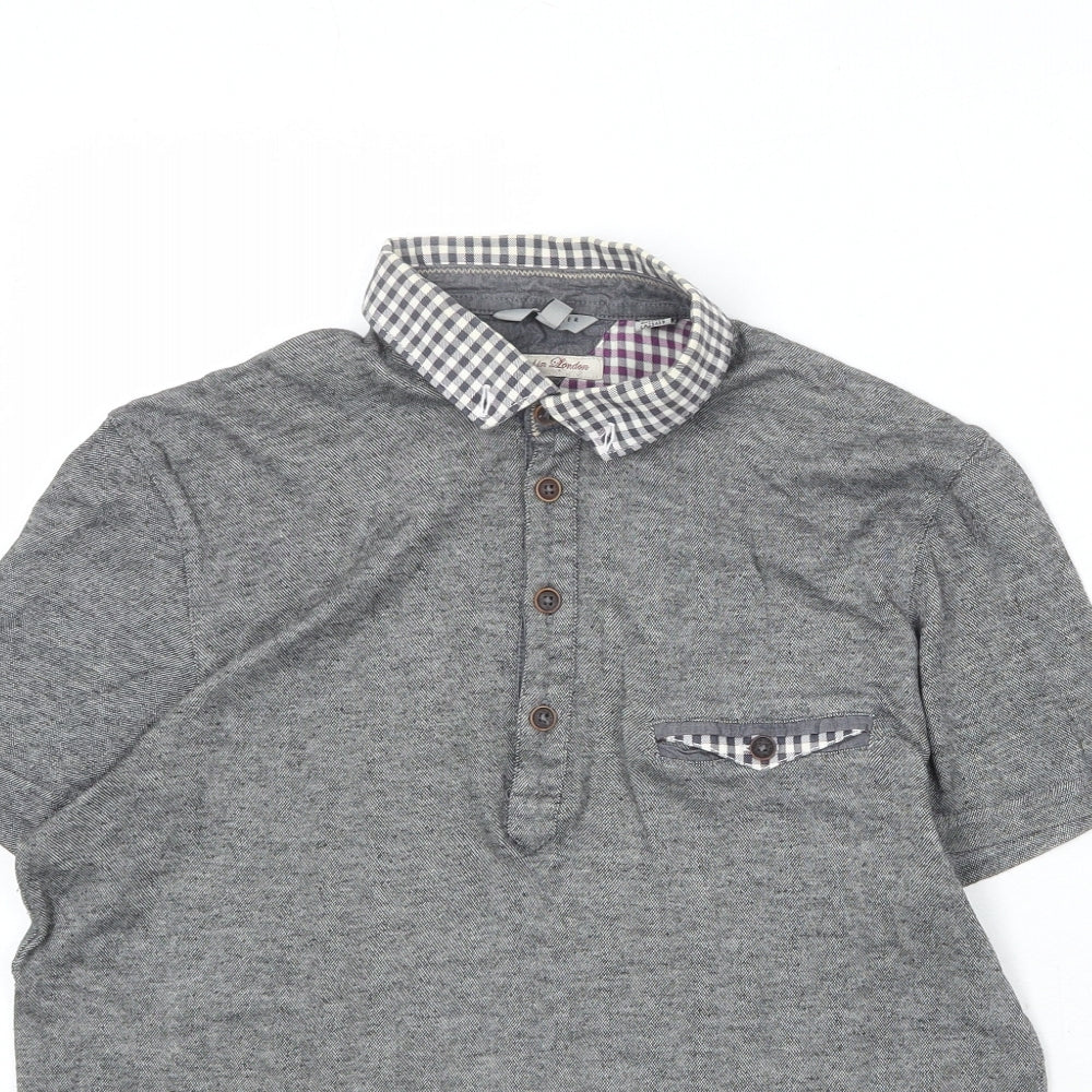 Ted Baker Mens Green 100% Cotton Polo Size S Collared Button