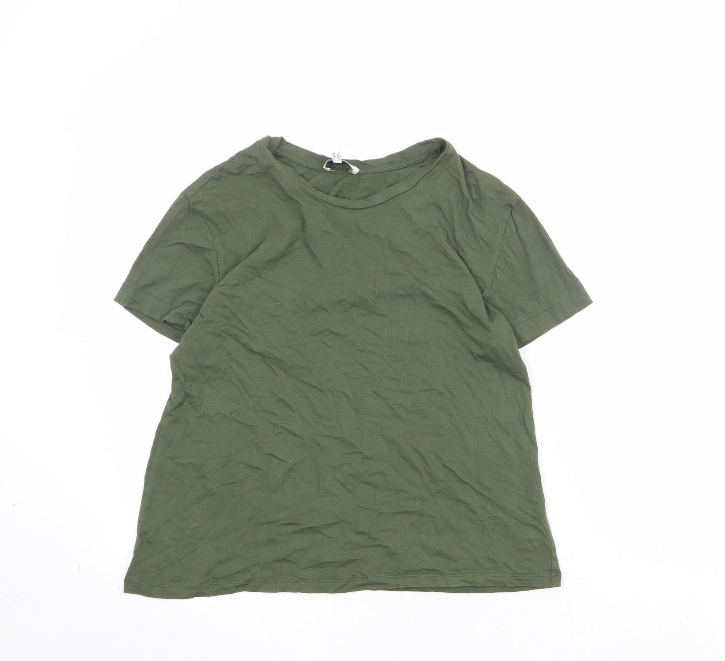 Warehouse Womens Green Cotton Basic T-Shirt Size 12 Round Neck