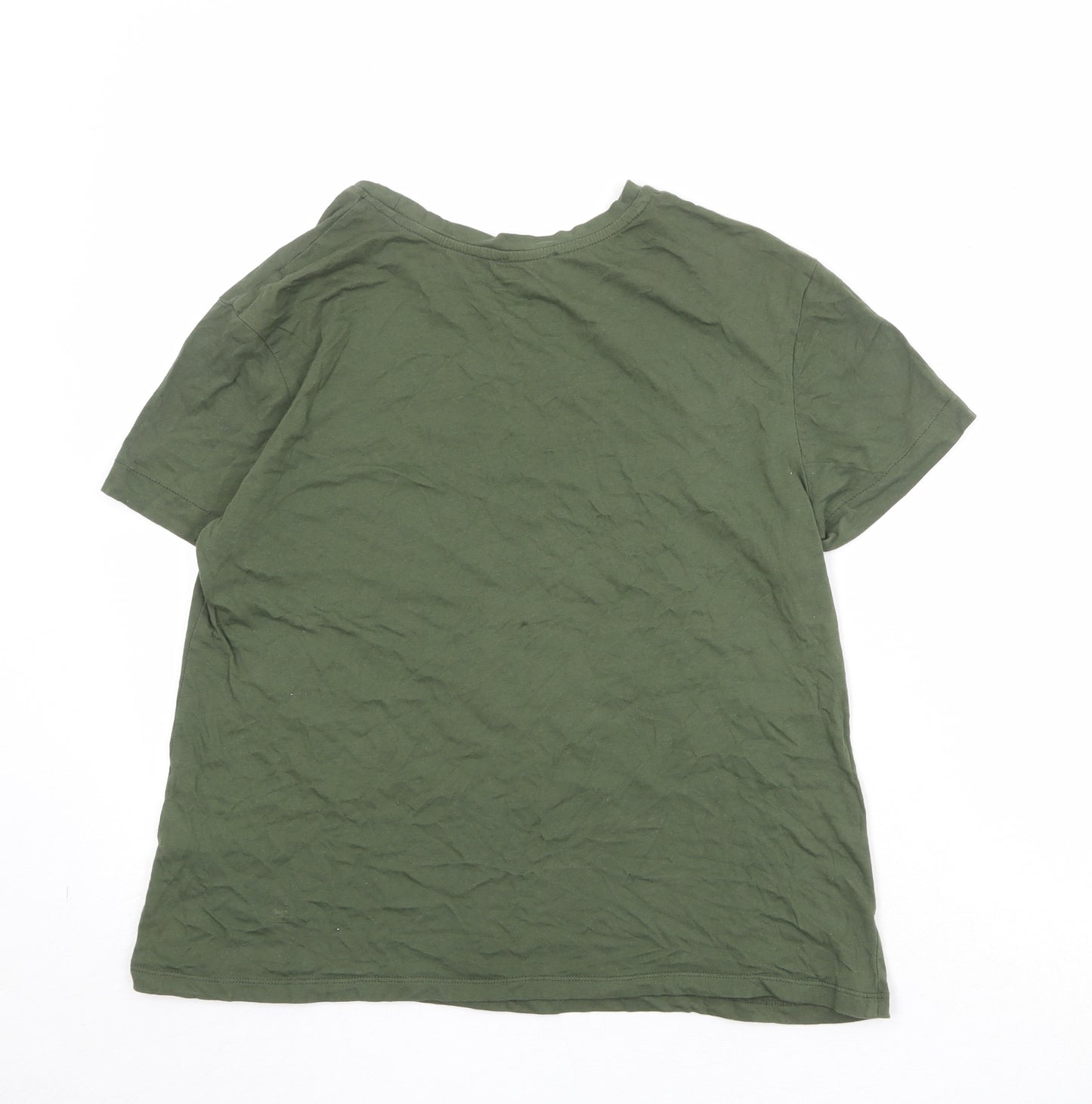 Warehouse Womens Green Cotton Basic T-Shirt Size 12 Round Neck
