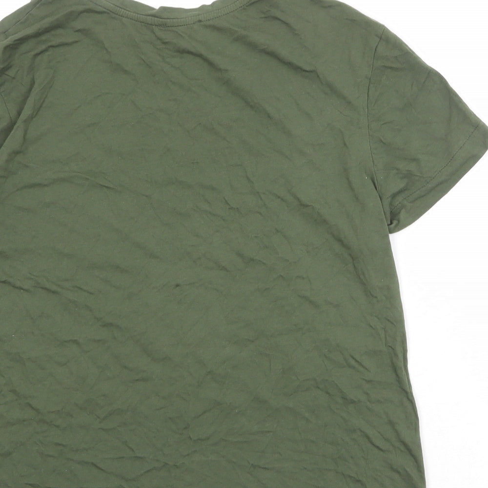 Warehouse Womens Green Cotton Basic T-Shirt Size 12 Round Neck