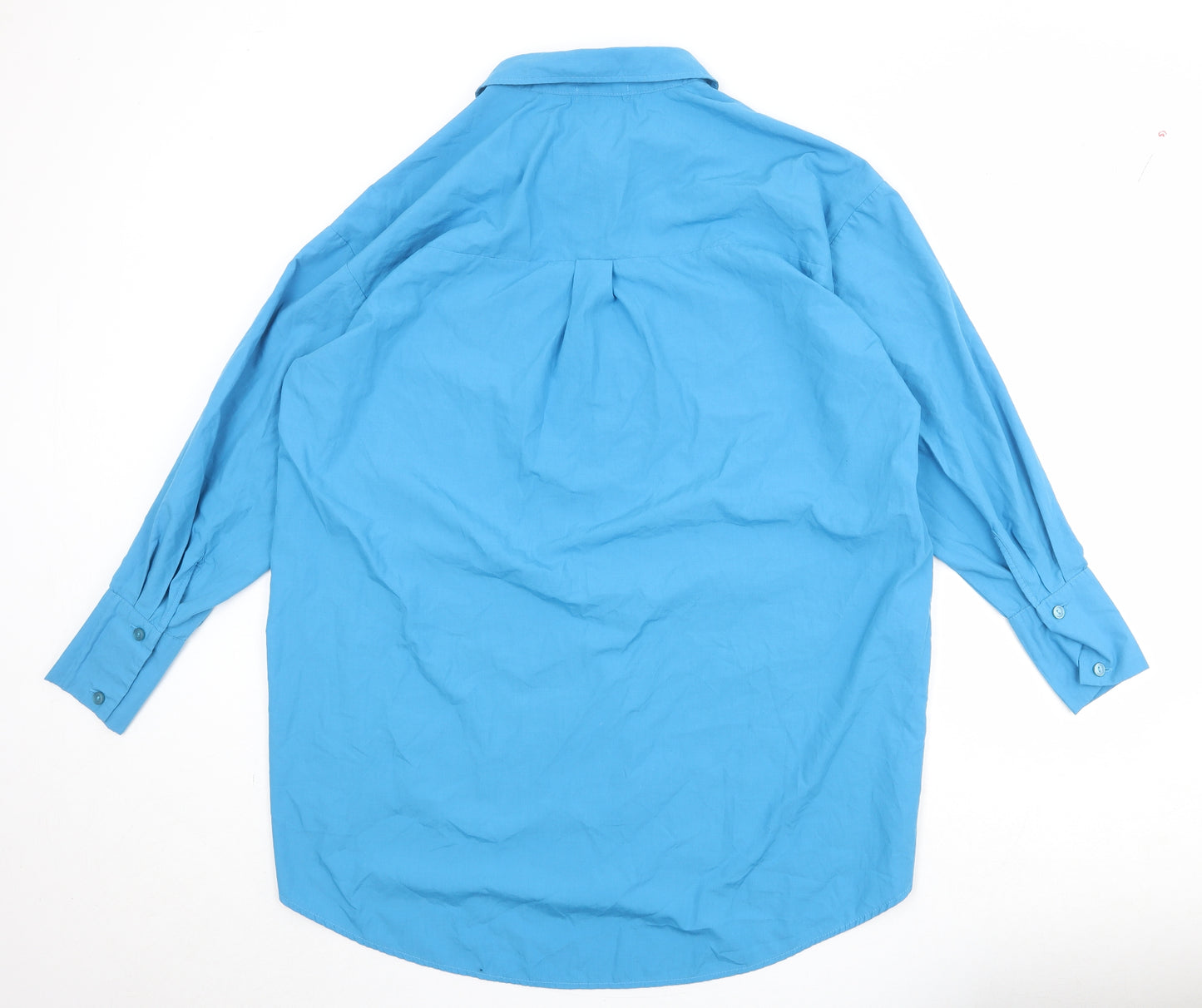 PRETTYLITTLETHING Womens Blue Polyester Shirt Dress Size 12 Collared Button