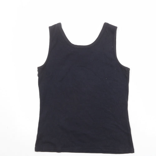 Liz Claiborne Womens Black Cotton Basic Tank Size M Round Neck