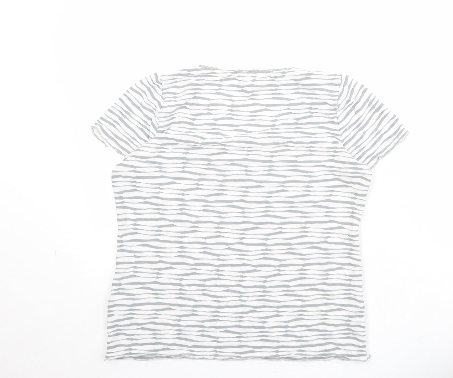 Per Una Womens Ivory Geometric Viscose Basic T-Shirt Size 14 Round Neck