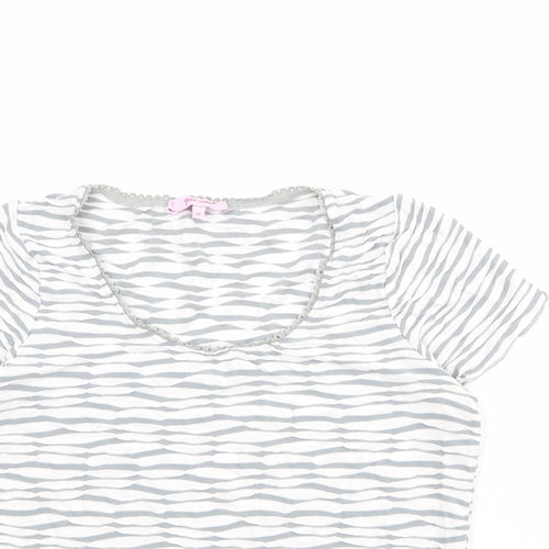Per Una Womens Ivory Geometric Viscose Basic T-Shirt Size 14 Round Neck