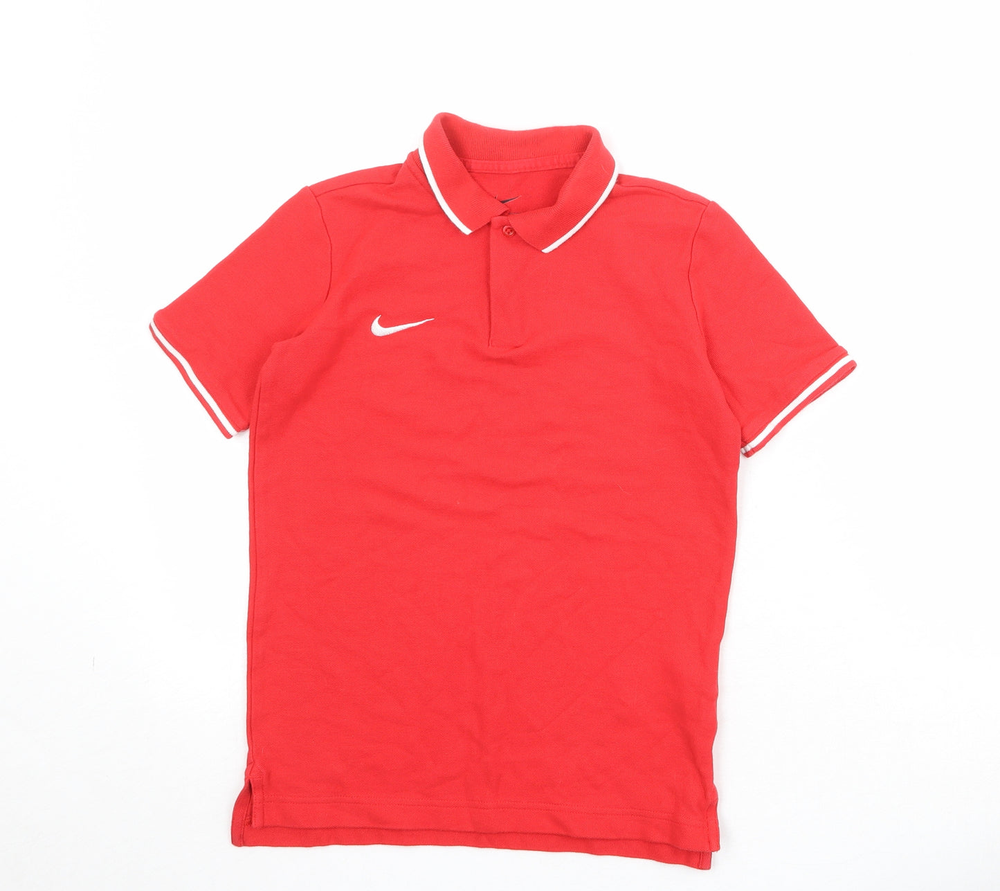 Nike Boys Red 100% Cotton Pullover Polo Size M Collared Button